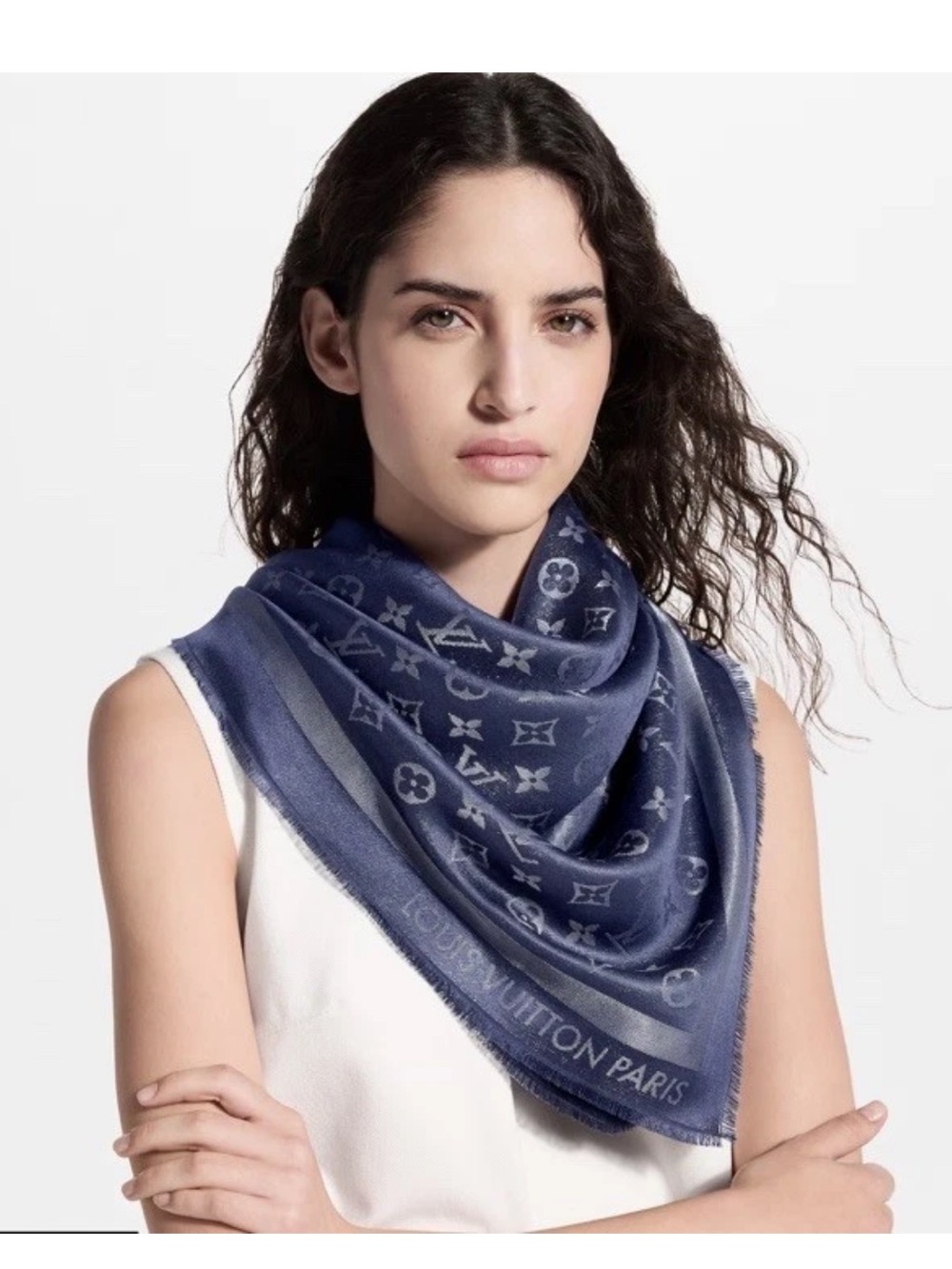 100% Authentic Louis Vuitton NIGHT BLUE SHINE Shawl! Brand New In Box!